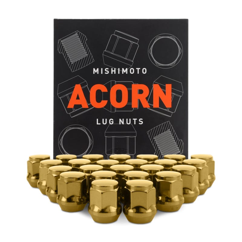 Kies-Motorsports Mishimoto Mishimoto Steel Acorn Lug Nuts M14 x 1.5 - 24pc Set - Gold