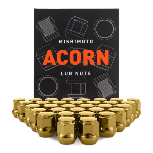 Kies-Motorsports Mishimoto Mishimoto Steel Acorn Lug Nuts M14 x 1.5 - 32pc Set - Gold