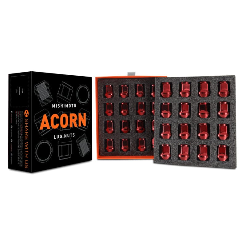 Kies-Motorsports Mishimoto Mishimoto Steel Acorn Lug Nuts M14 x 1.5 - 32pc Set - Red