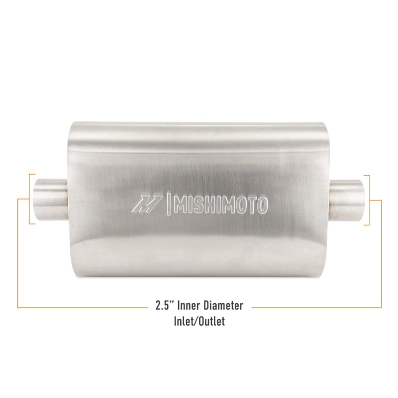 Kies-Motorsports Mishimoto Mishimoto Universal Muffler with 2.5in Center Inlet/Outlet - Brushed