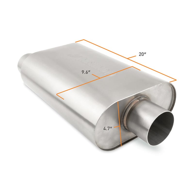 Kies-Motorsports Mishimoto Mishimoto Universal Muffler with 3.0in Offset Inlet/Outlet - Brushed