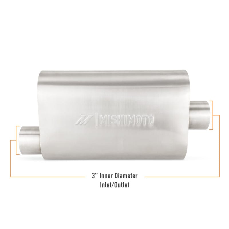 Kies-Motorsports Mishimoto Mishimoto Universal Muffler with 3.0in Offset Inlet/Outlet - Brushed