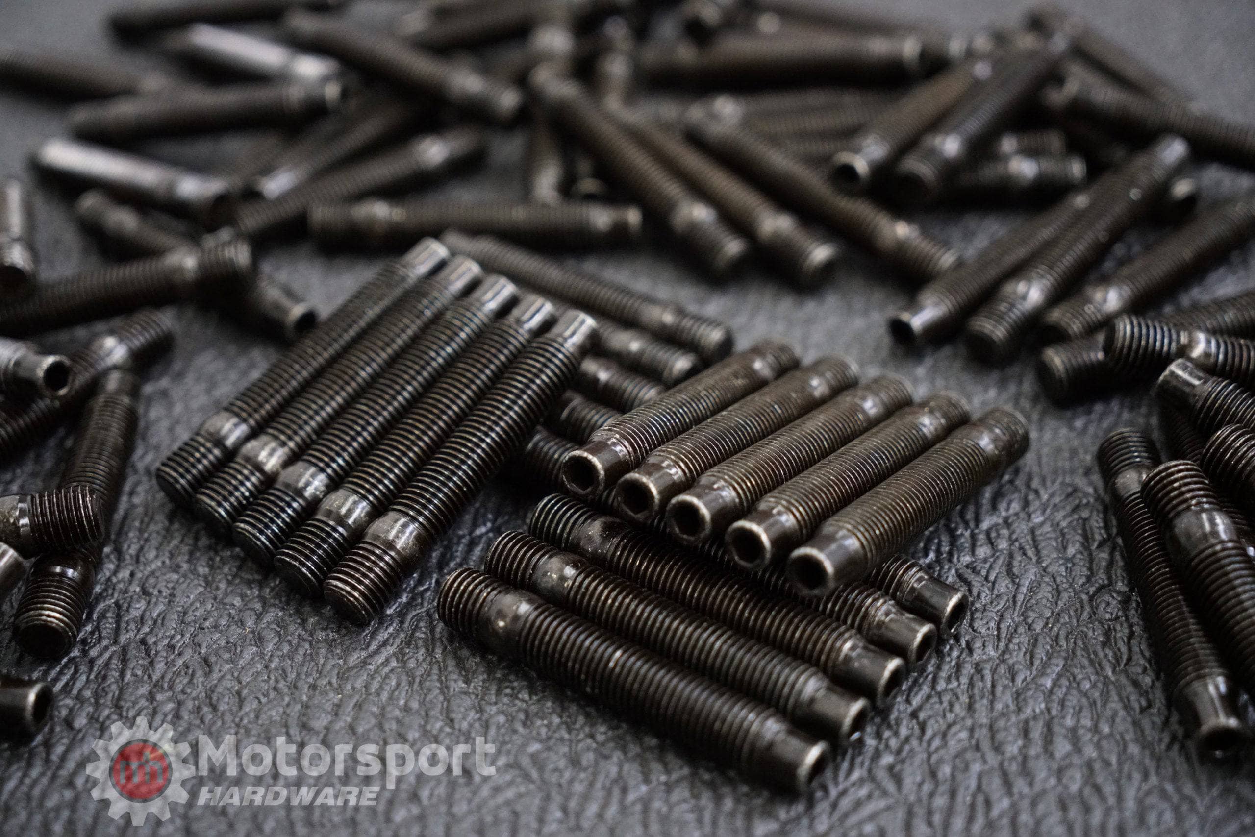 Kies-Motorsports Motorsport Hardware 78mm Black Bullet Nose Race Stud Kit 14 x 1.5 with Black 17mm MH Titan Nuts