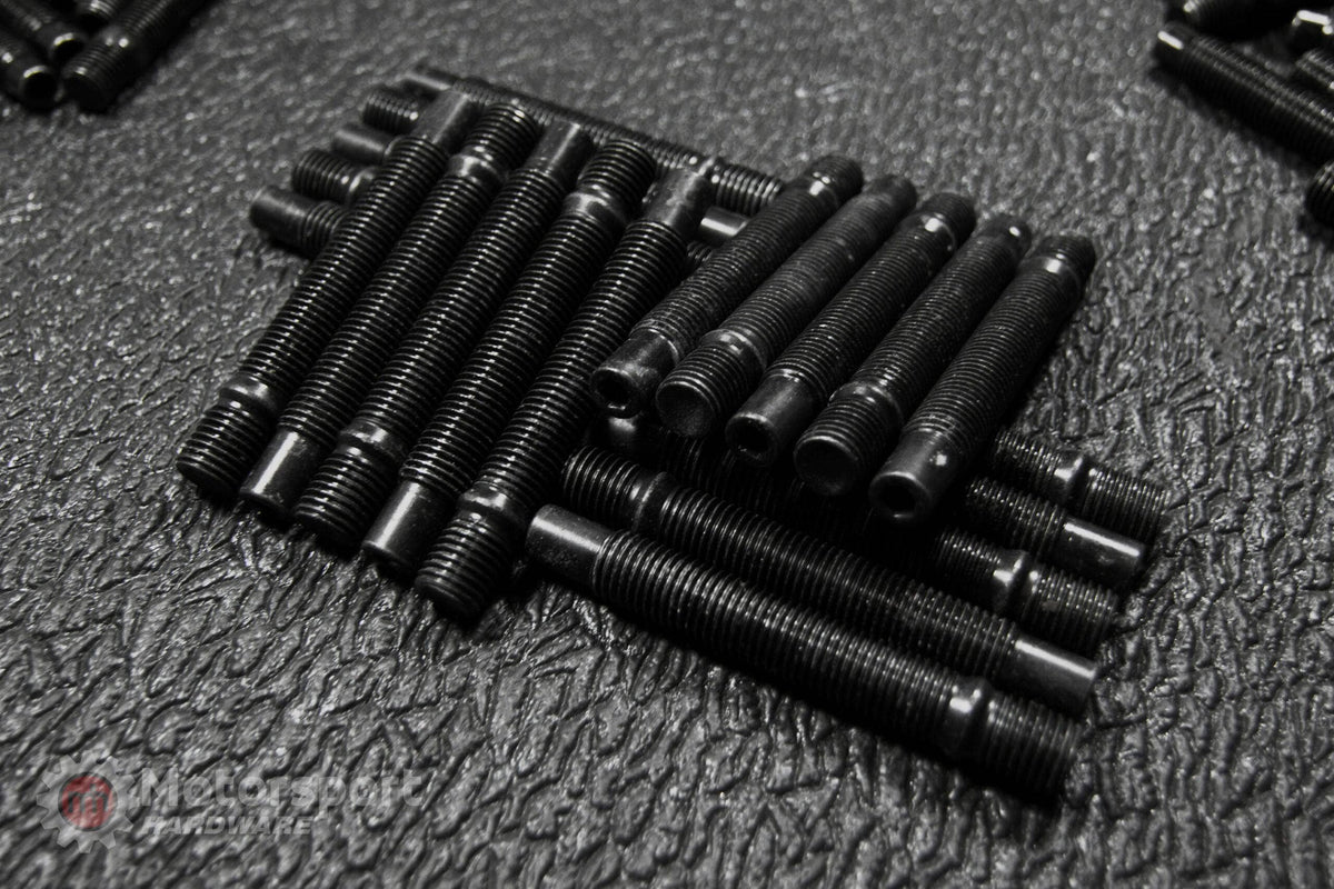 Kies-Motorsports Motorsport Hardware 90mm Black Race Stud Kit 12 x 1.5 with Black 17mm MH Titan Nuts