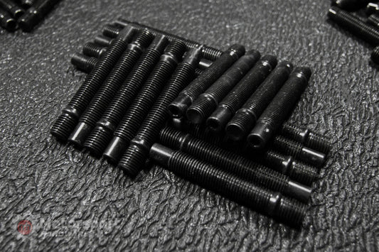 Kies-Motorsports Motorsport Hardware 90mm Black Race Stud Kit 12 x 1.5 with Black 17mm MH Titan Nuts