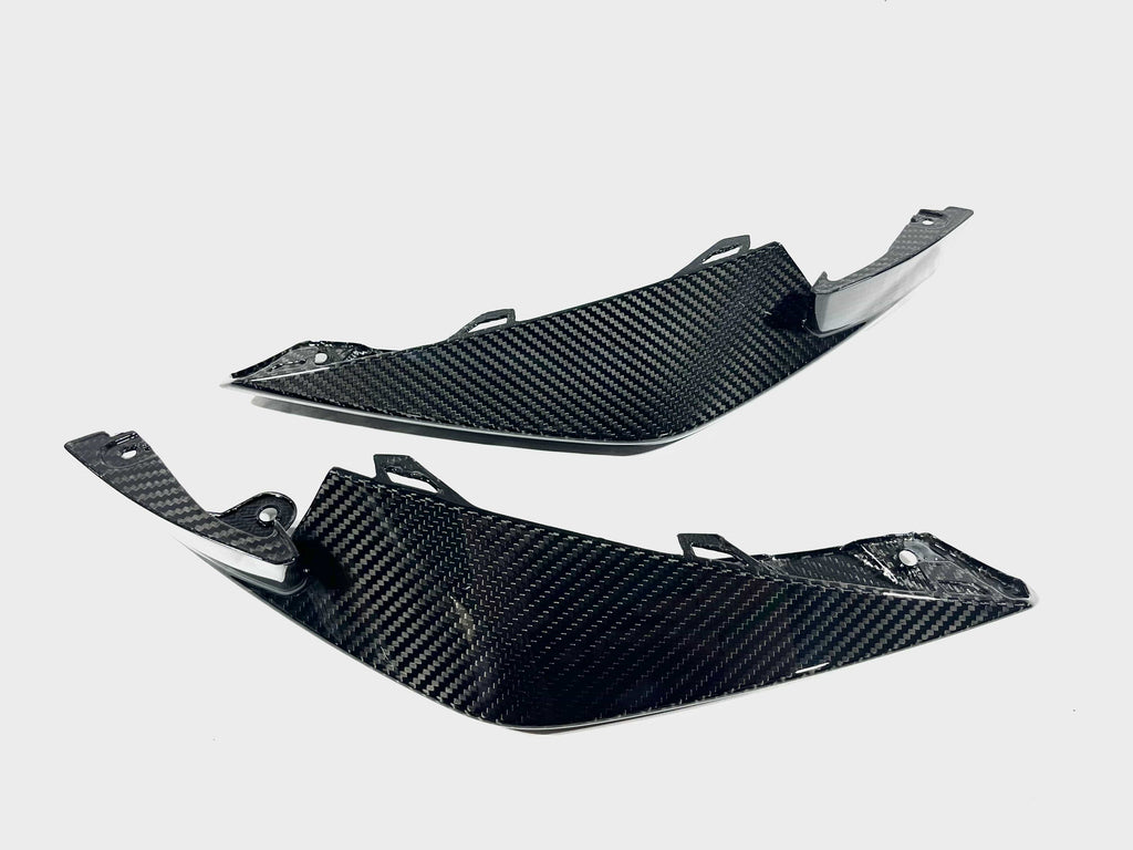 Kies Motorsports — installed on-vehicle shot of 2020-2025 BMW M3 (G80) Dry Carbon Fiber Front Bumper Replacement Splitters