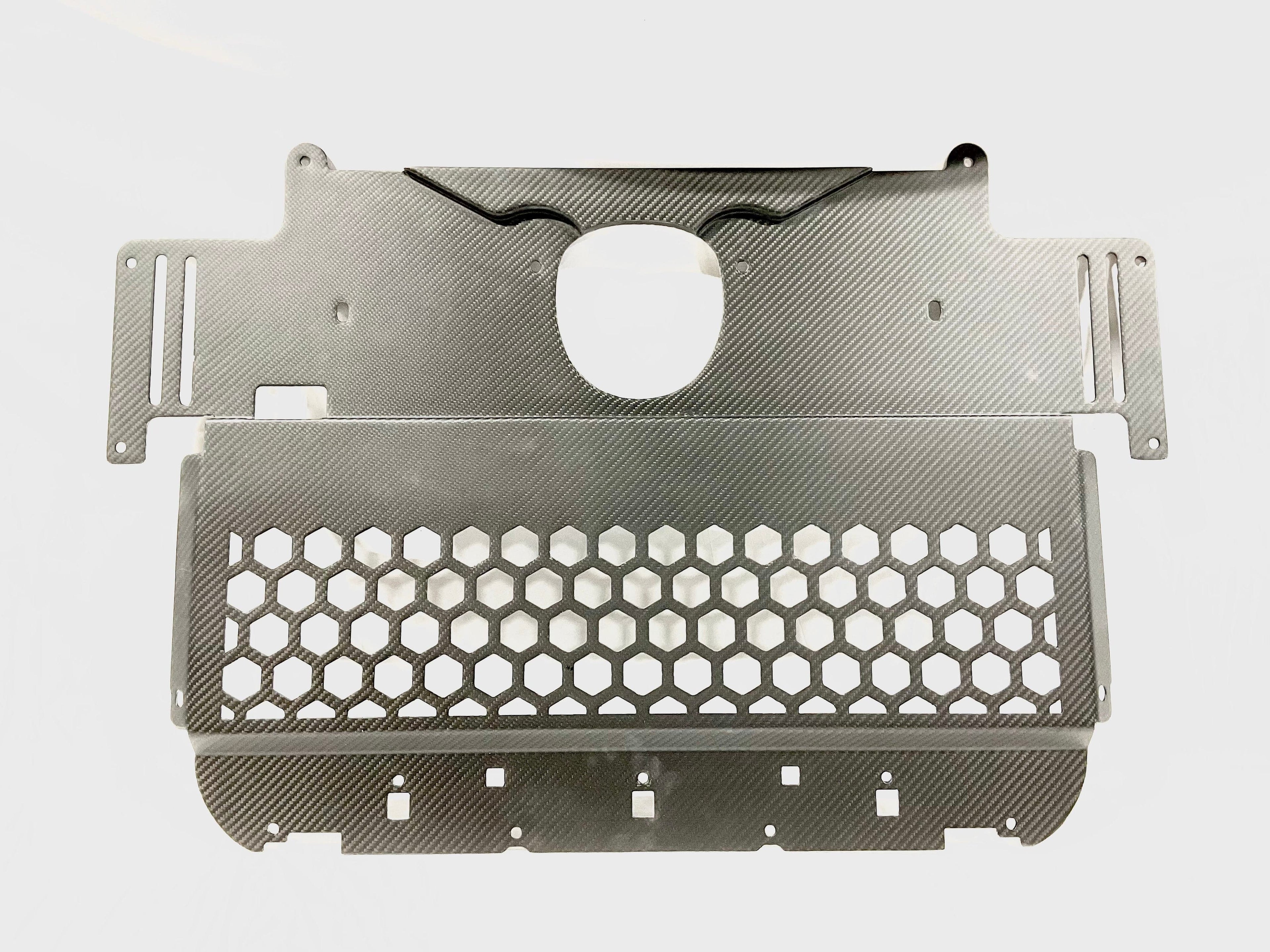 Kies Motorsports — close-up detail of KIES Carbon BMW Dry Carbon Fiber Skid Plate for G8X BMW's