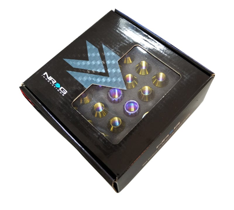 Kies-Motorsports NRG NRG 200 Series M12 X 1.5 Titanium Lug Nut Set - 21 Pc w/Lock Key Socket - Neochrome Main image