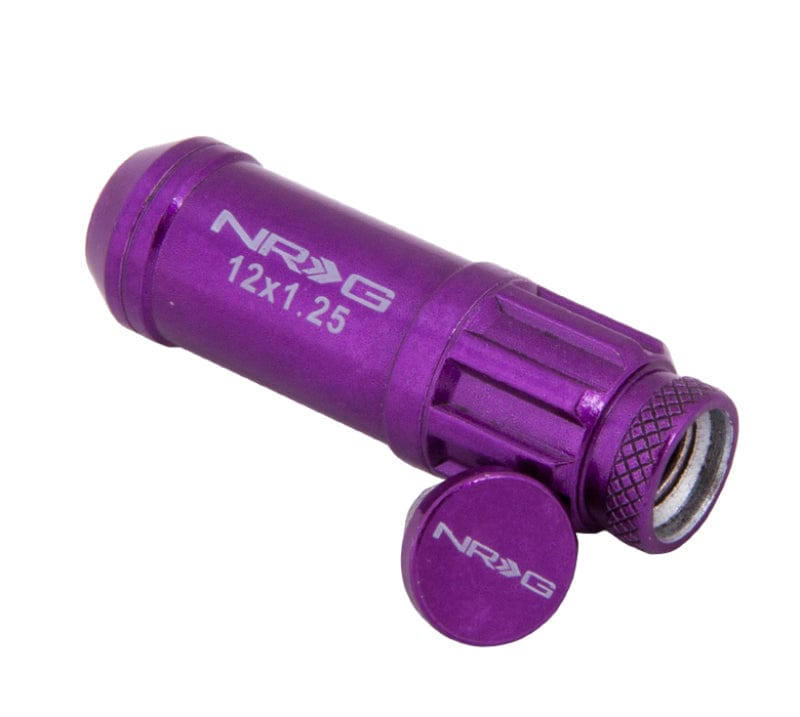 NRG 700 Series M12 X 1.25 Steel Lug Nut w/Dust Cap Cover Set 21 Pc w/Locks & Lock Socket - Purple Secondary image