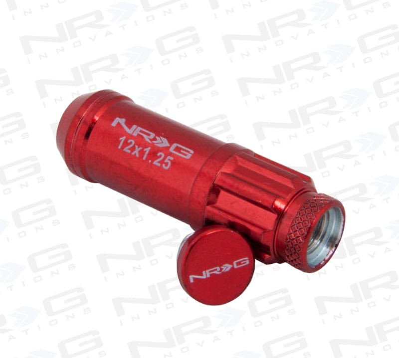 Kies-Motorsports NRG NRG 700 Series M12 X 1.25 Steel Lug Nut w/Dust Cap Cover Set 21 Pc w/Locks & Lock Socket - Red Main image