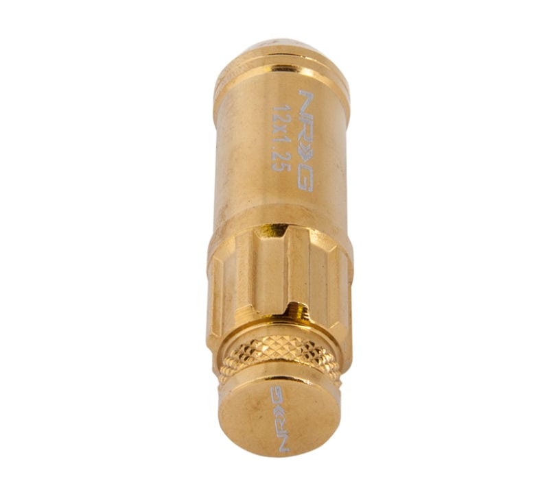 Kies-Motorsports NRG NRG 700 Series M12 X 1.25 Steel Lug Nut w/Dust Cap Cover Set 21 Pc w/Locks & Socket - Chrome Gold