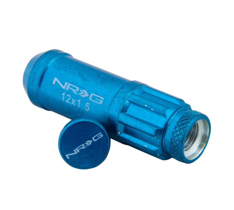 Kies-Motorsports NRG NRG 700 Series M12 X 1.5 Steel Lug Nut w/Dust Cap Cover Set 21 Pc w/Locks & Lock Socket - Blue