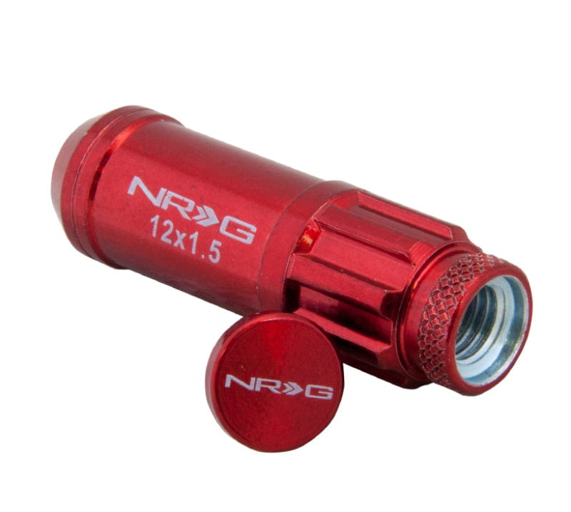 NRG 700 Series M12 X 1.5 Steel Lug Nut w/Dust Cap Cover Set 21 Pc w/Locks & Lock Socket - Red Secondary image