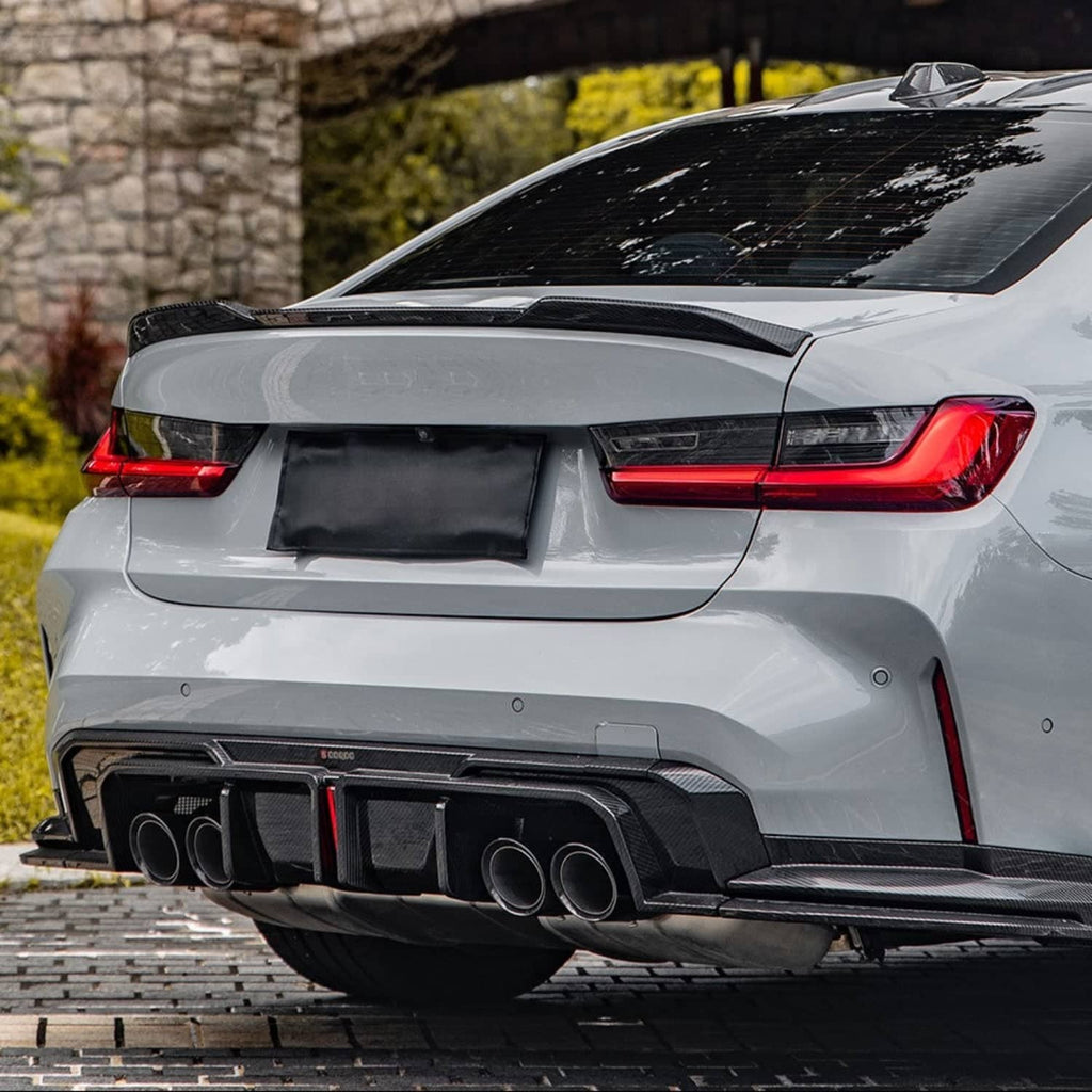 Kies-Motorsports NWCarbon Haus G8X SQ Style Carbon Fiber Diffuser With Brake Light/Splitters Combo