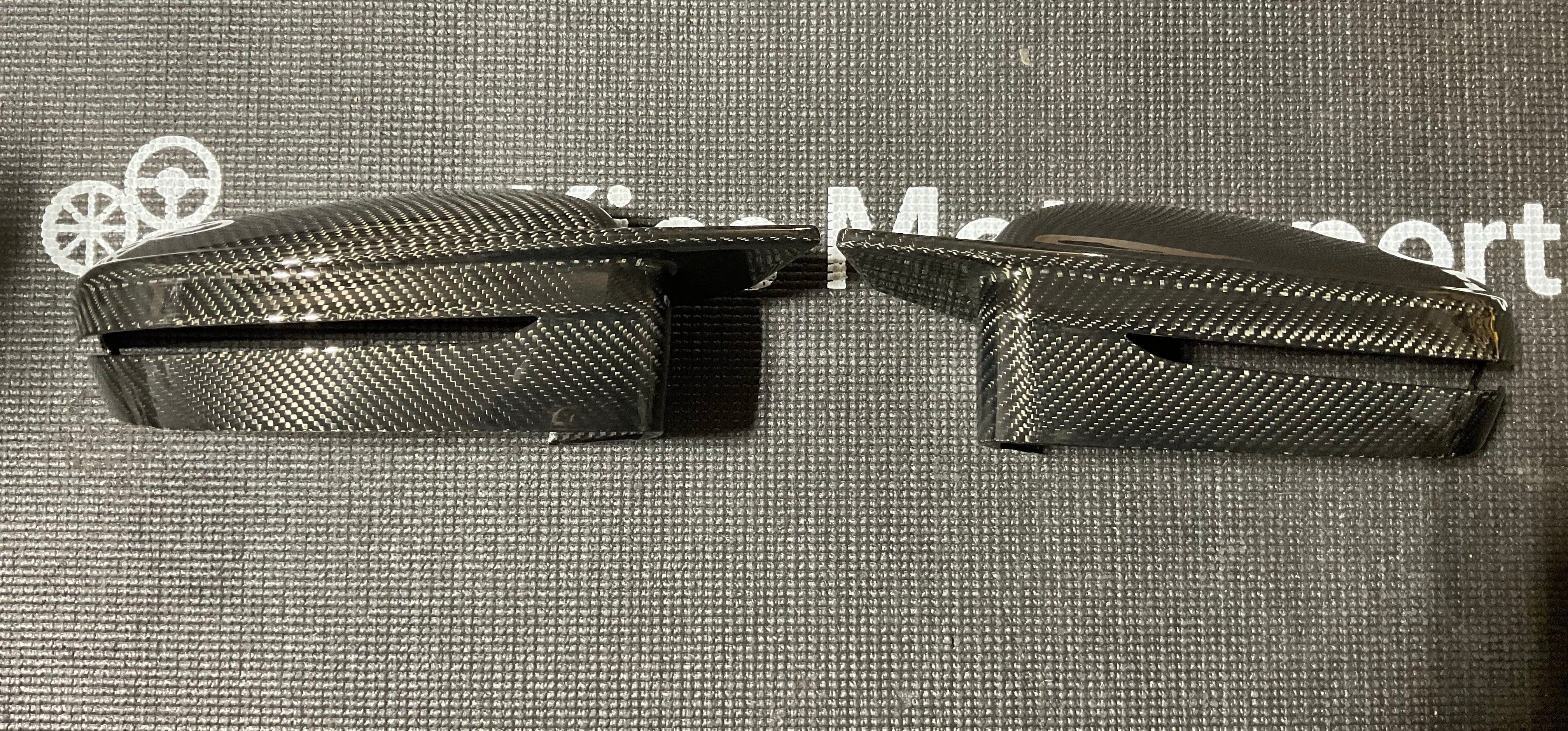 Kies-Motorsports Open Box Item OPEN BOX - 2019+ BMW 3 Series G20 Bull Horn (G80-Style) Carbon Fiber Mirror Cap Replacements - Gloss (Broken Plastic)