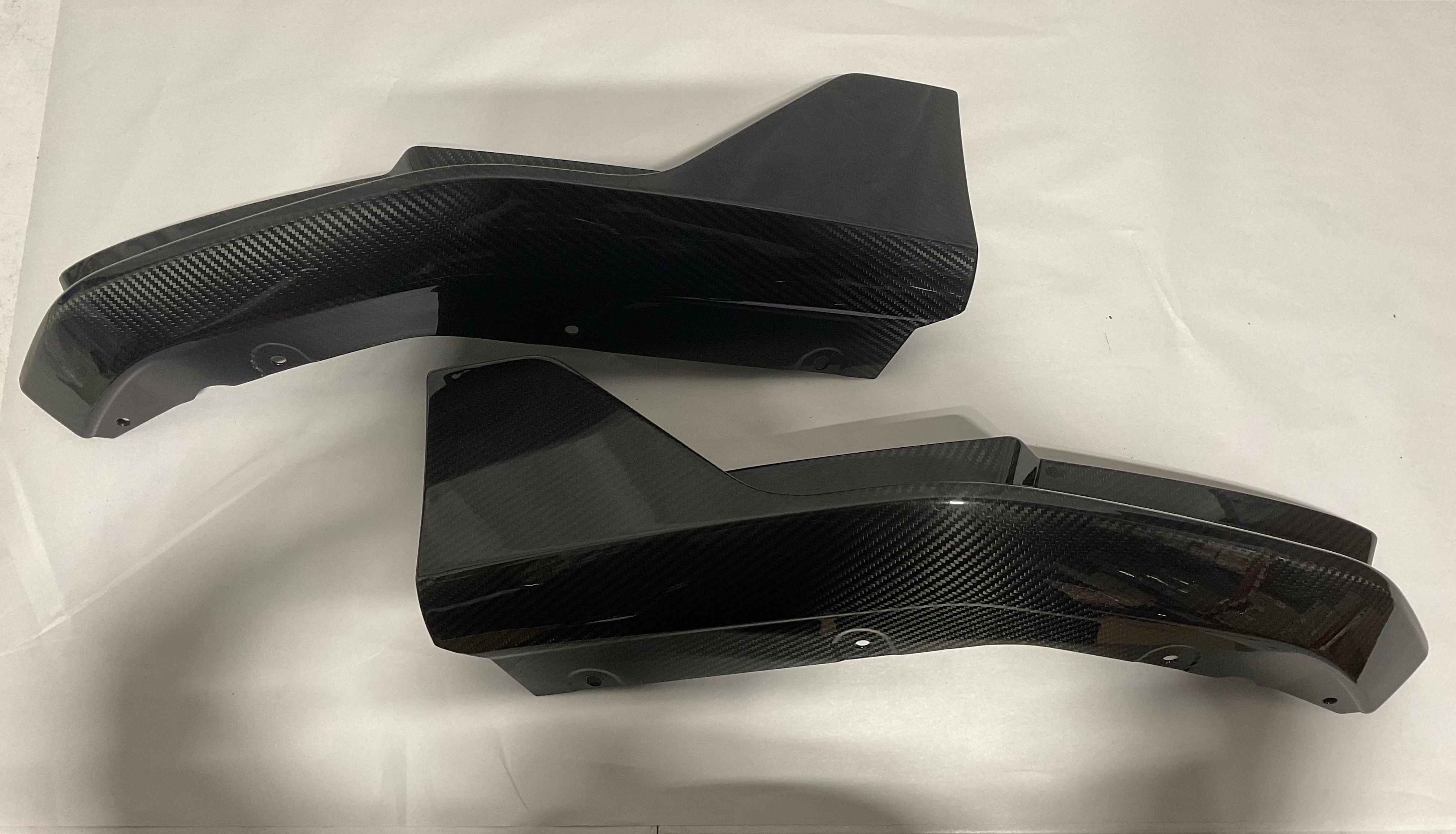 Kies-Motorsports Open Box Item OPEN BOX - 2021-2023 BMW M3 (G80) Performance Inspired Replacement Dry Carbon Fiber Rear Bumper Splitters With Wing (Small Blemishes) Main image