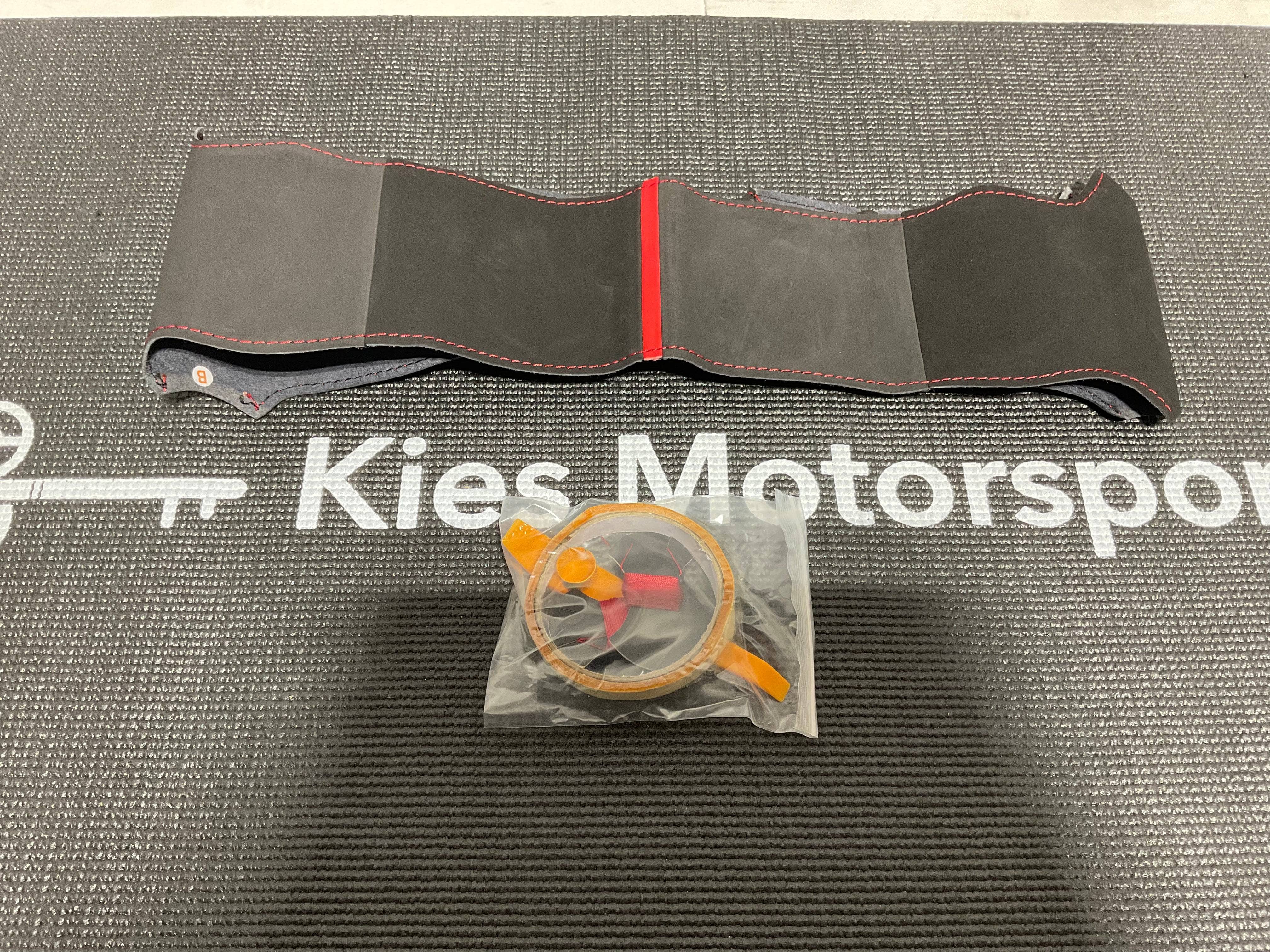 Kies-Motorsports Open Box Item OPEN BOX - BMW F30 Steering Wheel Cover Kit (Black Leather w/ Red Stitching)