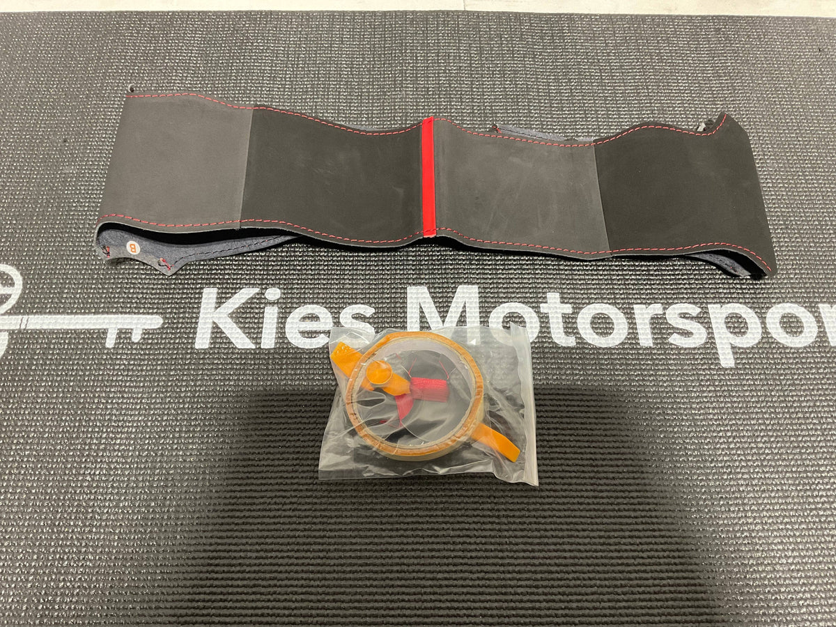 Kies-Motorsports Open Box Item OPEN BOX - BMW F30 Steering Wheel Cover Kit (Black Leather w/ Red Stitching)