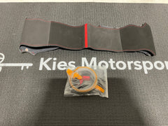 Kies-Motorsports Open Box Item OPEN BOX - BMW F30 Steering Wheel Cover Kit (Black Leather w/ Red Stitching)