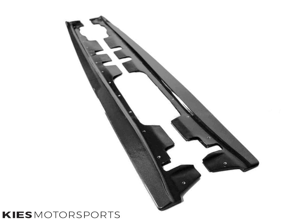 Kies Motorsports — front angle view of 2007-2013 BMW M3 (E92 / E93) E-Type Carbon Fiber Side Skirt Extensions Main image