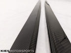 Kies Motorsports — detail shot of carbon fiber side skirt extension weave and mounting points for BMW F22/F23 2 Series