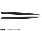 Kies Motorsports — rear three-quarter view of BMW F22 2 Series with carbon fiber side skirt extension, highlighting extended lower profile