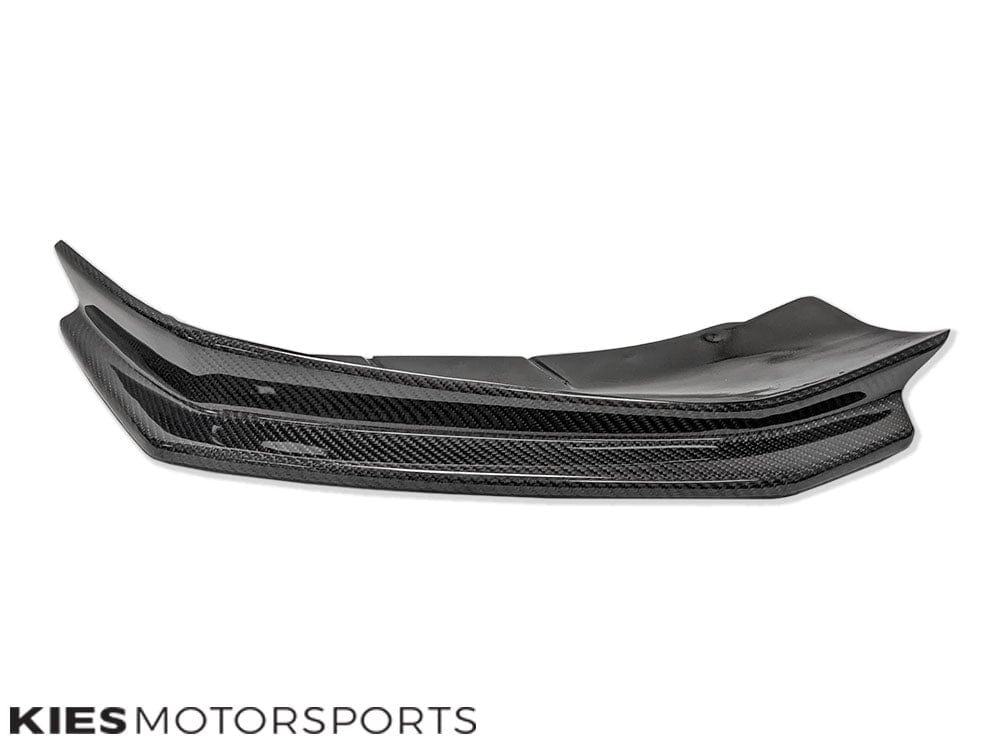 Kies Motorsports — BMW G30 5 Series Pre-LCI with JGS carbon front lip, front three-quarter angle showing lip protrusion and ground clearance