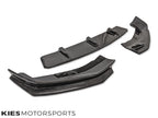 Kies Motorsports — JGS carbon fiber 3-piece front lip mounted on BMW G30 5 Series Pre-LCI, front view showing aggressive splitter design