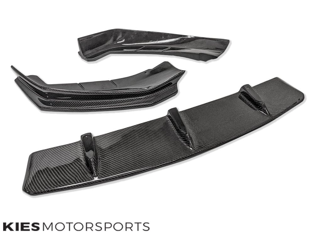 Kies Motorsports — side profile of BMW G30 5 Series Pre-LCI with JGS carbon front lip installed, highlighting the lip's forward extension