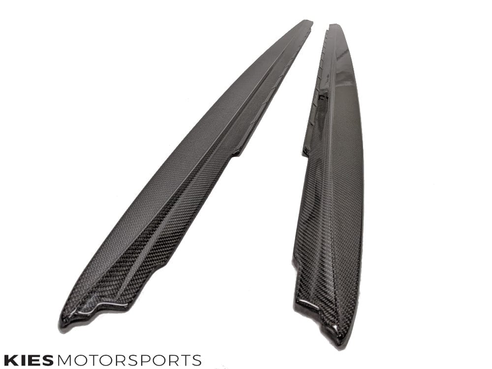 Kies Motorsports — rear three-quarter view of BMW G30 showing carbon side skirt extension's profile and how it follows the lower body line