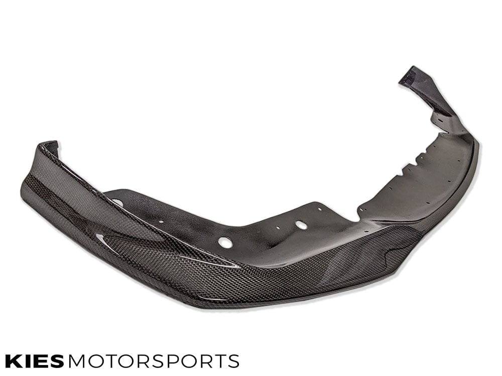 Kies Motorsports — BMW G20 3 Series with E-Type carbon fiber front lip, front three-quarter angle showing lip projection and styling