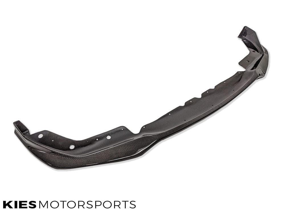 Kies Motorsports — E-Type carbon fiber front lip mounted on BMW G20 3 Series, front view showing unique E-Type splitter design and aggressive profile Main image