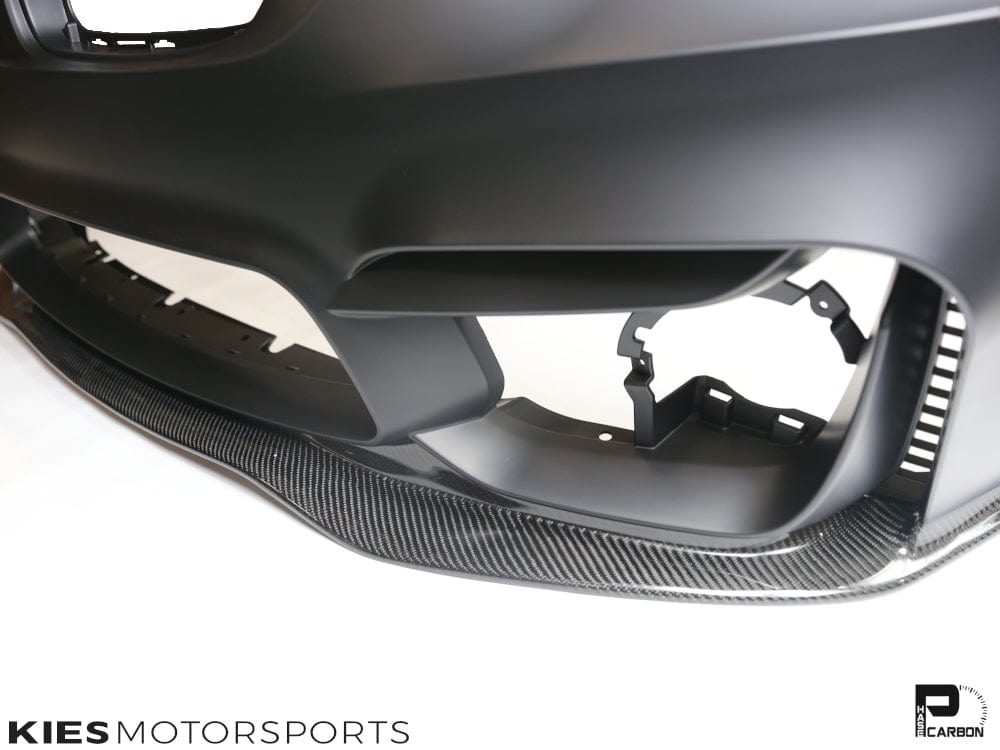Kies Motorsports — Kies Carbon F30 PSM lip close-up showing aggressive splitter design and dry carbon weave