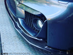Kies Motorsports — BMW F30 front lip splitter, close-up detail of finish and mounting points, F30