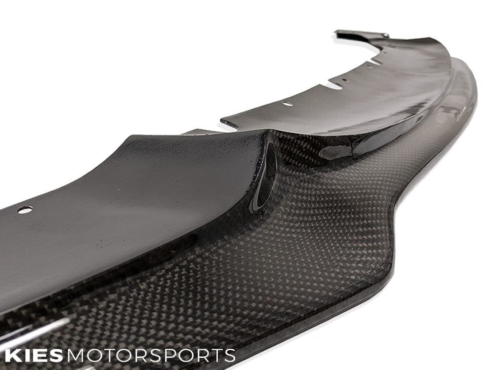 Kies Motorsports — BMW F30 front lip splitter, front angle showing aggressive styling, F30