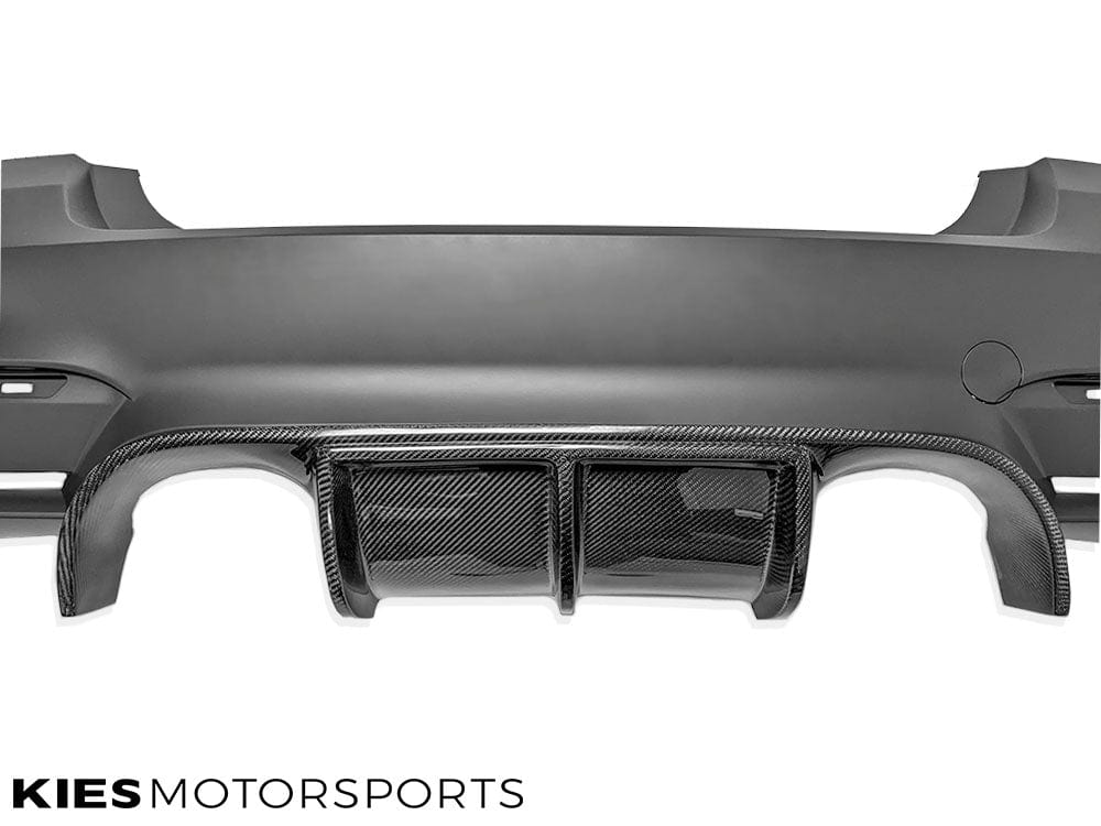 Kies Motorsports — installed on-vehicle shot of BMW 3 Series (F30) "M3 Conversion" VSX Carbon Fiber Rear Diffuser (3 Piece)