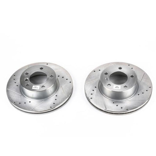 Kies-Motorsports PowerStop Power Stop 08-13 BMW 128i Front Evolution Drilled & Slotted Rotors - Pair