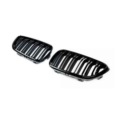 Kies-Motorsports R44 Performance MHC Black BMW M2/2 Series OEM M2 Style Double Slat Front Grille In Gloss Black (F87/F22/F23)