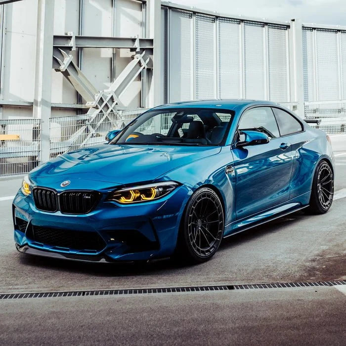 Kies-Motorsports R44 Performance MHC+ BMW M2 Competition S55 GT Style Front Splitter In Gloss Pre Preg Carbon Fibre (F87C)