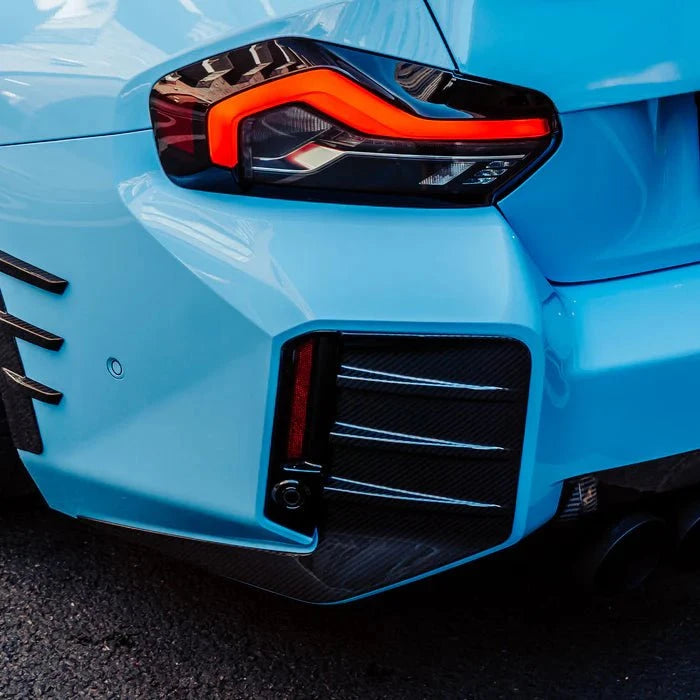 Kies-Motorsports R44 Performance MHC+ BMW M2 G87 Performance Style Rear Rear Bumper Inserts In Pre Preg Gloss Carbon Fibre (G87)