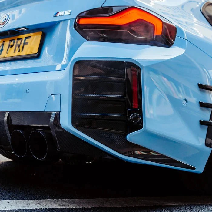 Kies-Motorsports R44 Performance MHC+ BMW M2 G87 Performance Style Rear Rear Bumper Inserts In Pre Preg Gloss Carbon Fibre (G87)