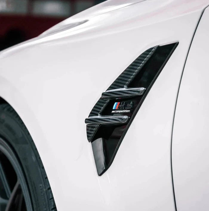 Kies-Motorsports R44 Performance MHC+ BMW M3 Side Fender Badge Covers In Gloss Pre Preg Carbon Fibre (G80/G81)