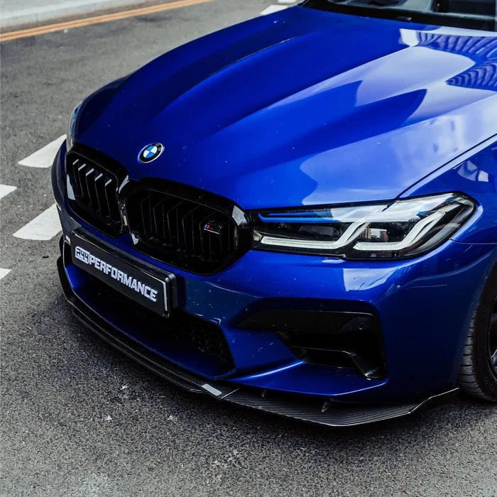 Kies-Motorsports R44 Performance MHC+ BMW M5 F90 LCI Low Line Front Splitter In Pre Preg Gloss Carbon Fibre (F90)