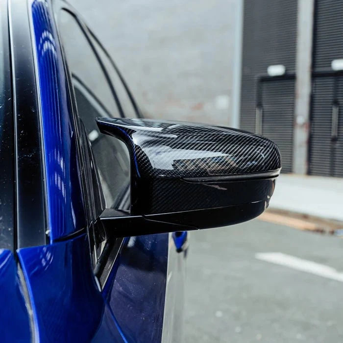 Kies-Motorsports R44 Performance MHC+ BMW M5 F90 Wing Mirror Covers In Gloss Pre Preg Carbon Fibre (2018+ F90) Main image
