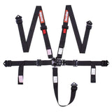 Kies-Motorsports Racequip RaceQuip Latch & Link 5 Point Auto Racing 2In Harness Set / SFI 16.1 Seat Belt Set / Black