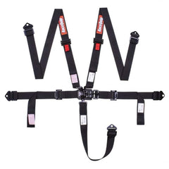 Kies-Motorsports Racequip RaceQuip Latch & Link 5 Point Auto Racing 2In Harness Set / SFI 16.1 Seat Belt Set / Black