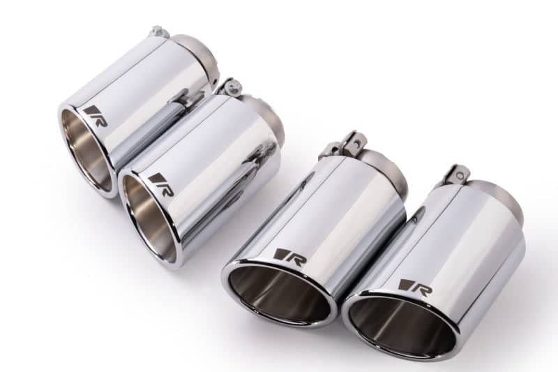 Kies-Motorsports Remus Remus Stainless Steel 102mm Angled/Angled Rolled Edge Chrome Tail Pipe Set (Quad Tips)
