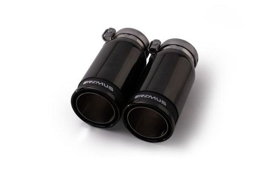 Kies-Motorsports Remus Remus Stainless Steel 84mm Straight Black Chrome w/Carbon Insert Tail Pipe Set (Pair)