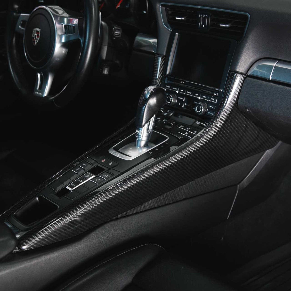 Kies-Motorsports Rennline Porsche 991/981/718 CARBON FIBER CENTER CONSOLE PANELS