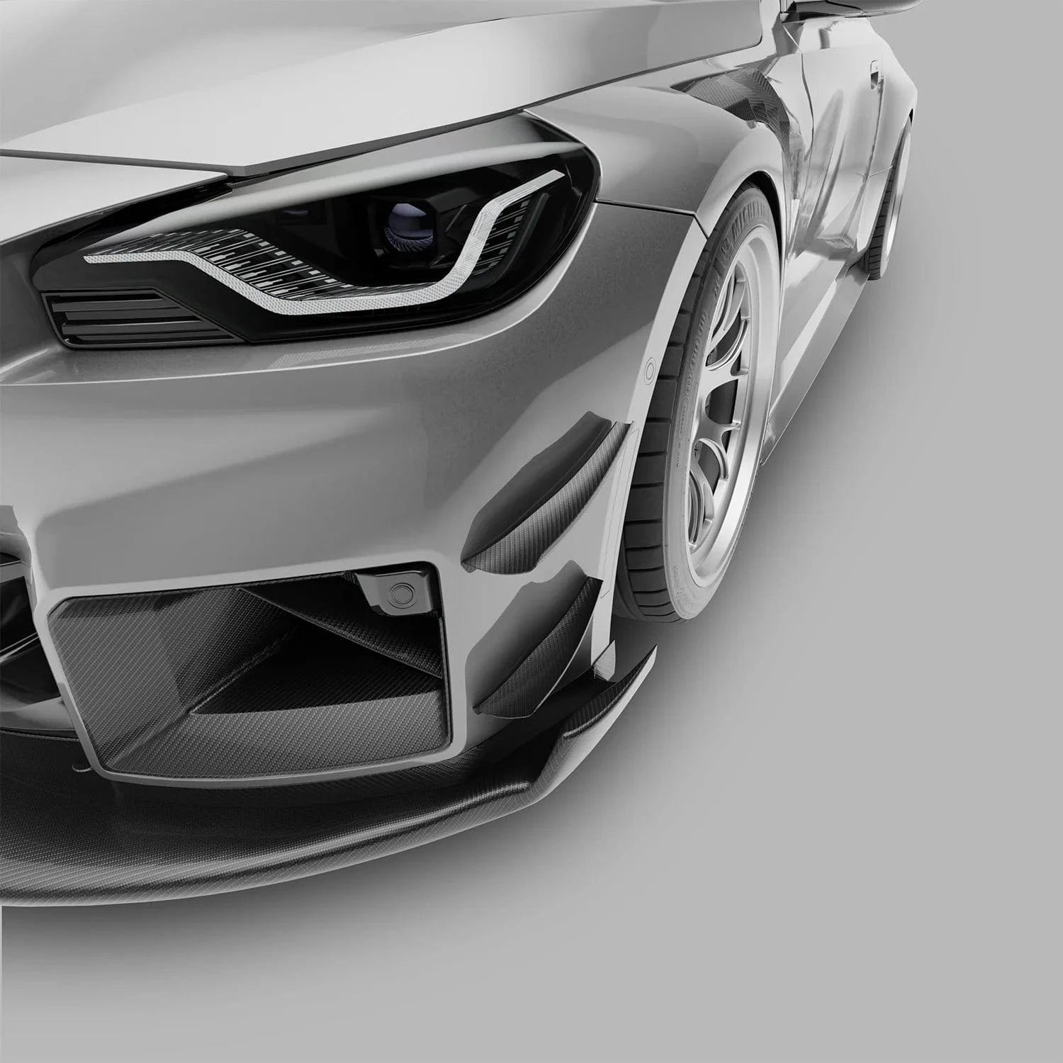 Kies-Motorsports Revozport Revozport   Carbon Fiber Front Bumper Canards for BMW G87 M2